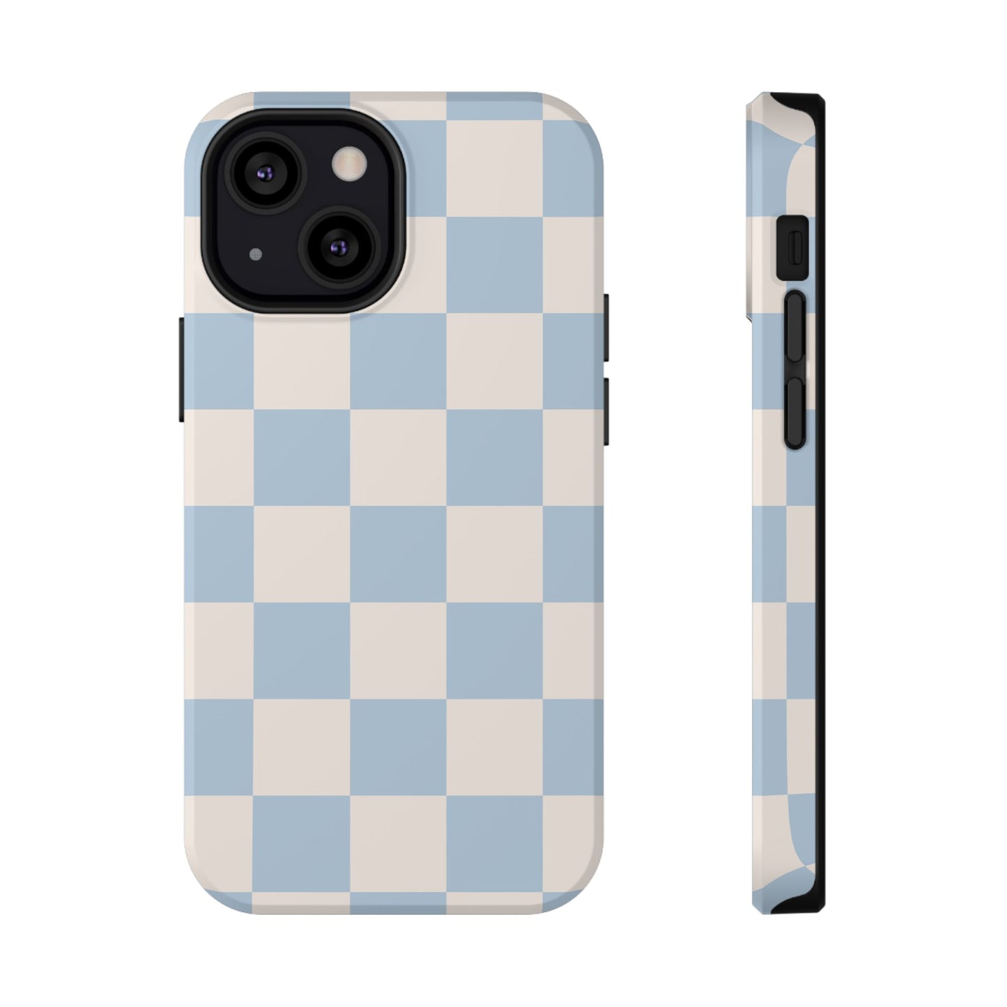 Light Blue & Beige Checkered iPhone Case