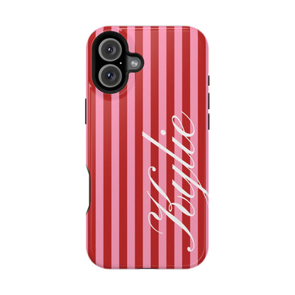 Personalized Cherry Blush Stripes iPhone Case