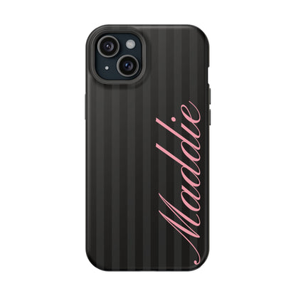 Custom Pink Black Stripes iPhone Case