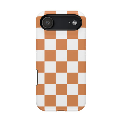 Dark Orange & White Checkered iPhone Case