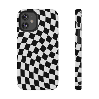 Black Wavy Checkered iPhone Case