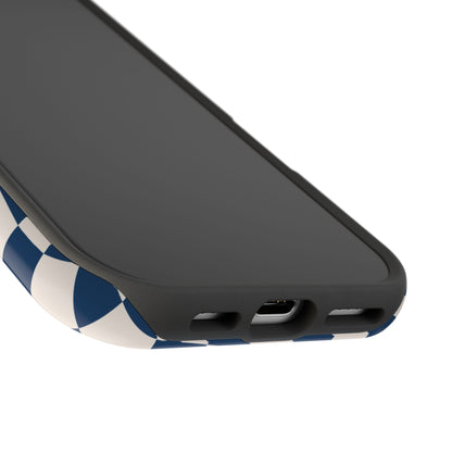 Navy & Beige Wavy Checkered iPhone Case