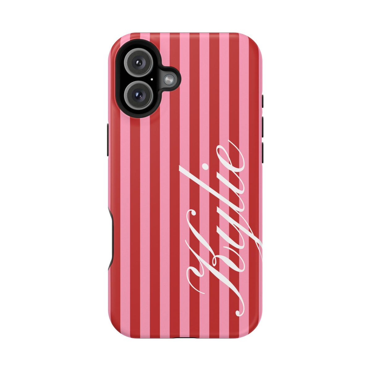 Personalized Cherry Blush Stripes iPhone Case