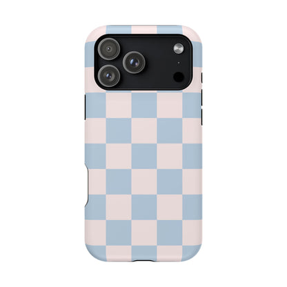 Light Pink & Blue Checkered iPhone Case