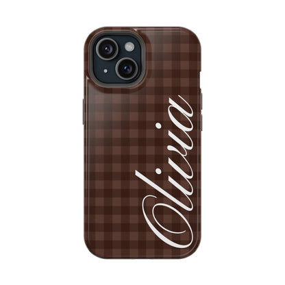 Custom Brown Gingham iPhone Case