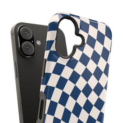 Navy & Beige Wavy Checkered iPhone Case