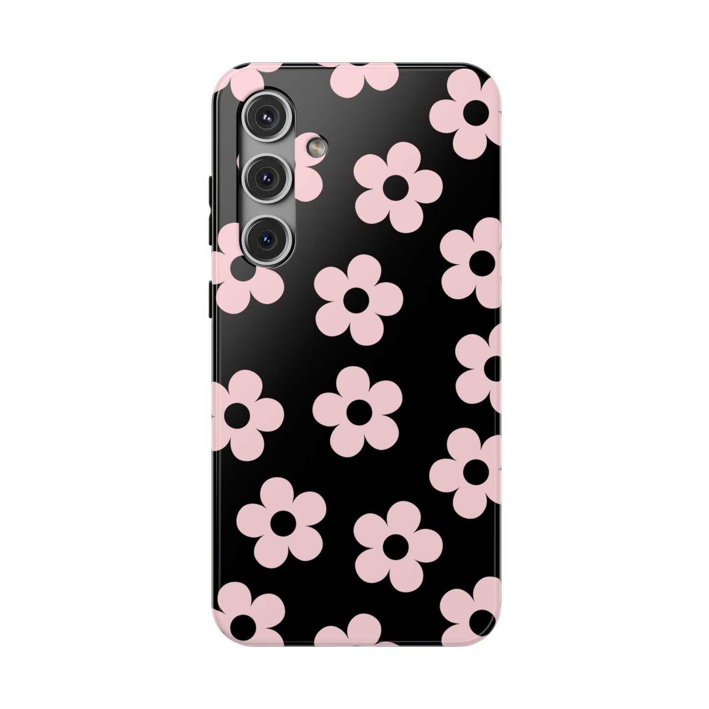 Black & Pink Retro Flowers Samsung Case