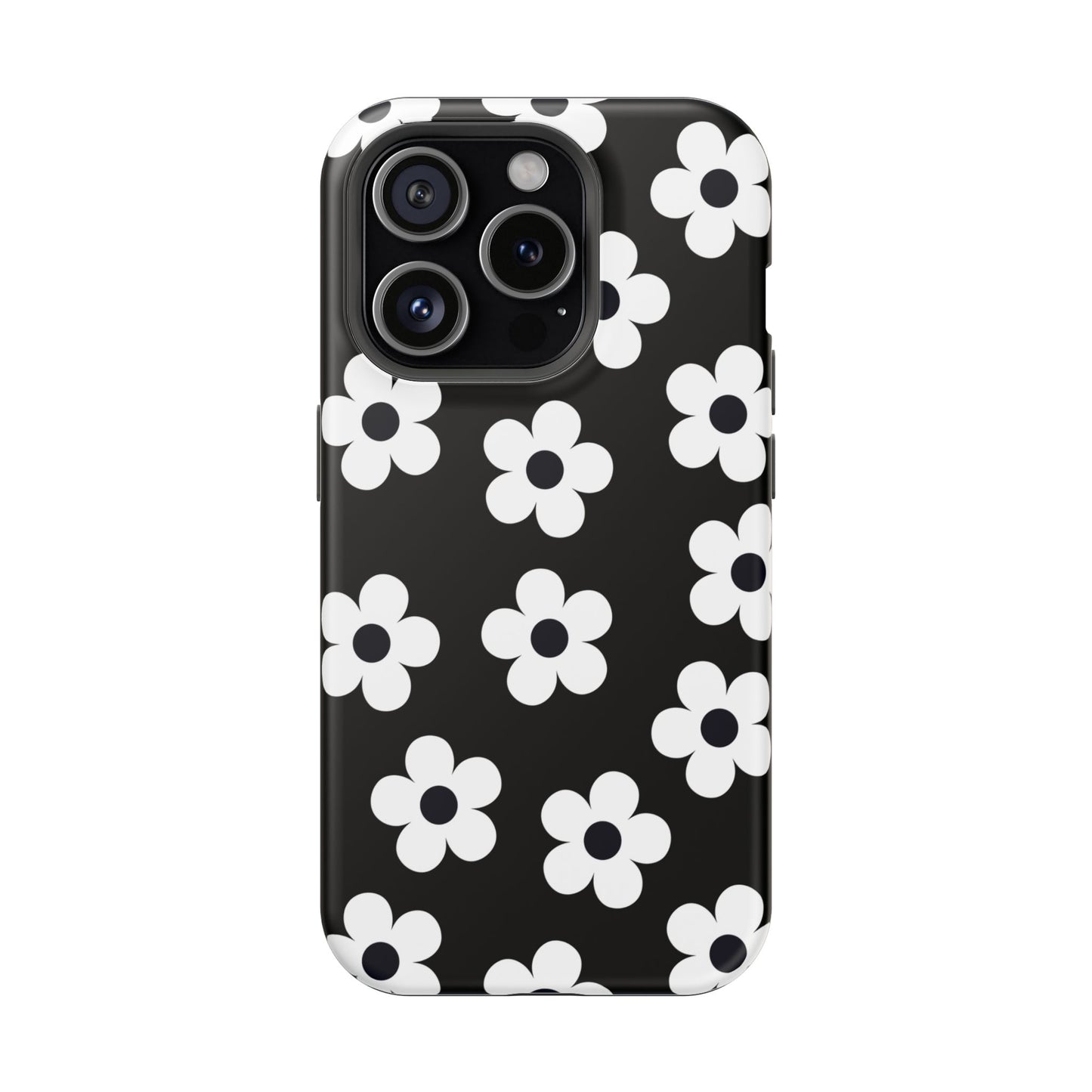 Black Retro Flowers iPhone Case