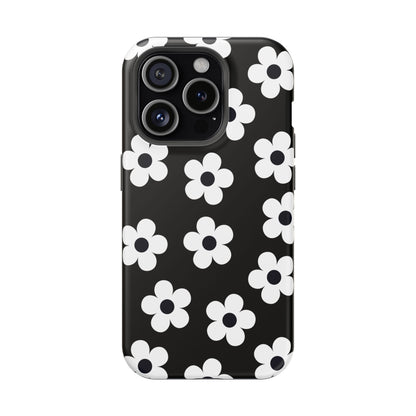 Black Retro Flowers iPhone Case