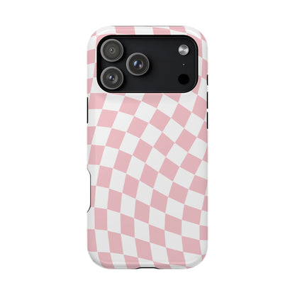 Pink Wavy Checkered iPhone Case