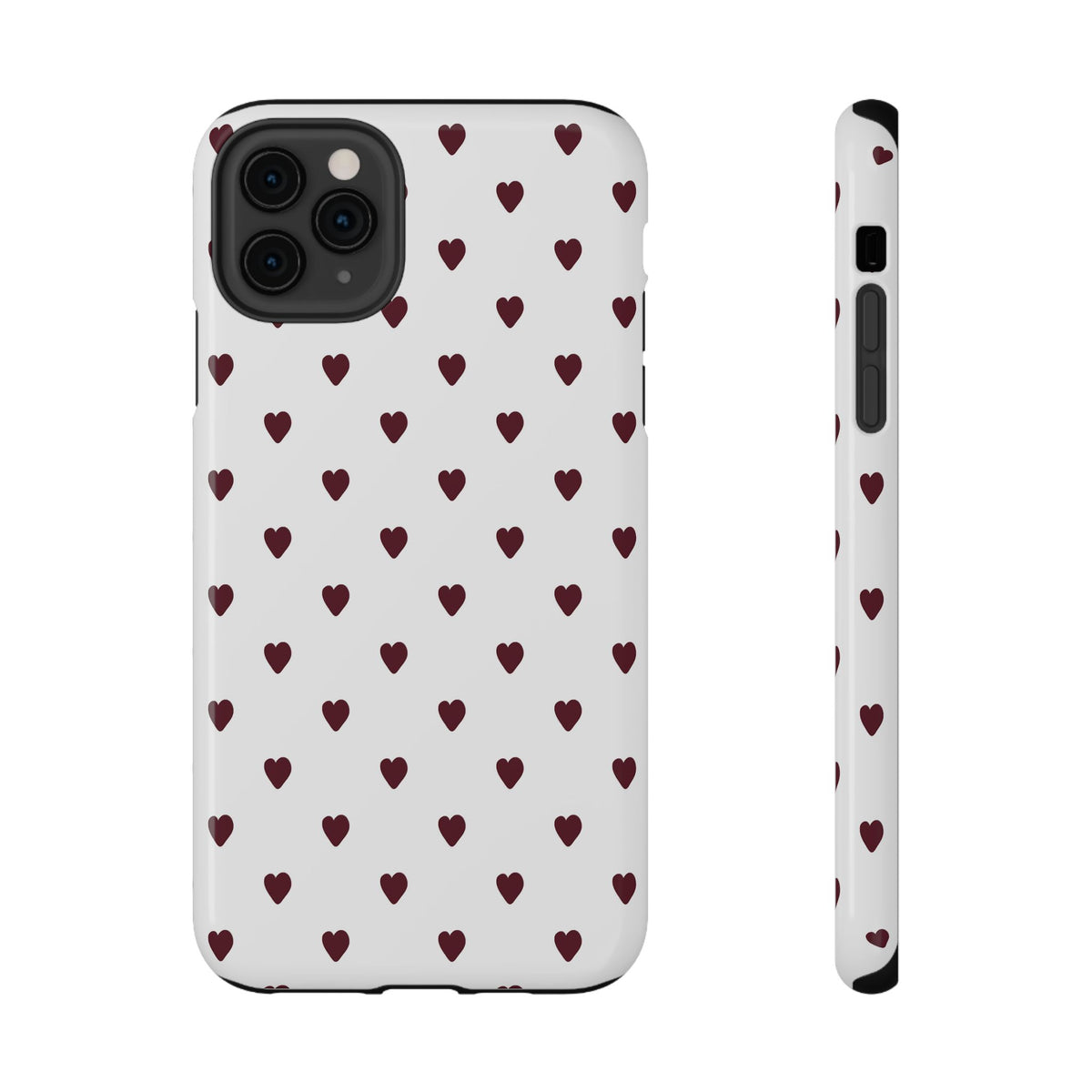 Burgundy Little Hearts iPhone Case