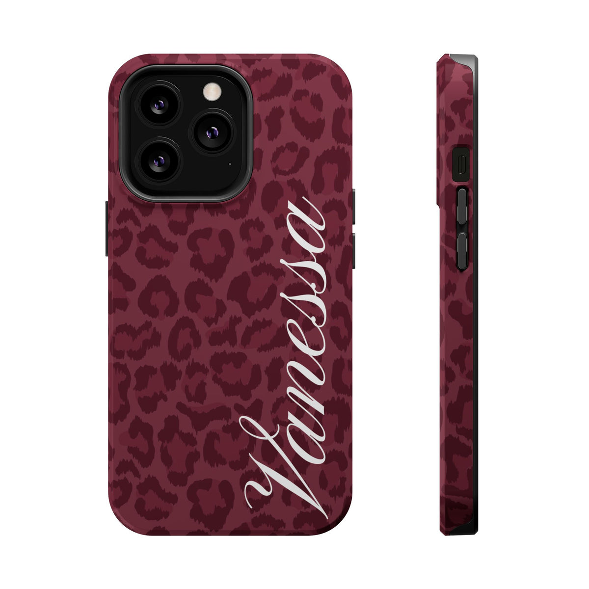 Custom Burgundy Leopard iPhone Case