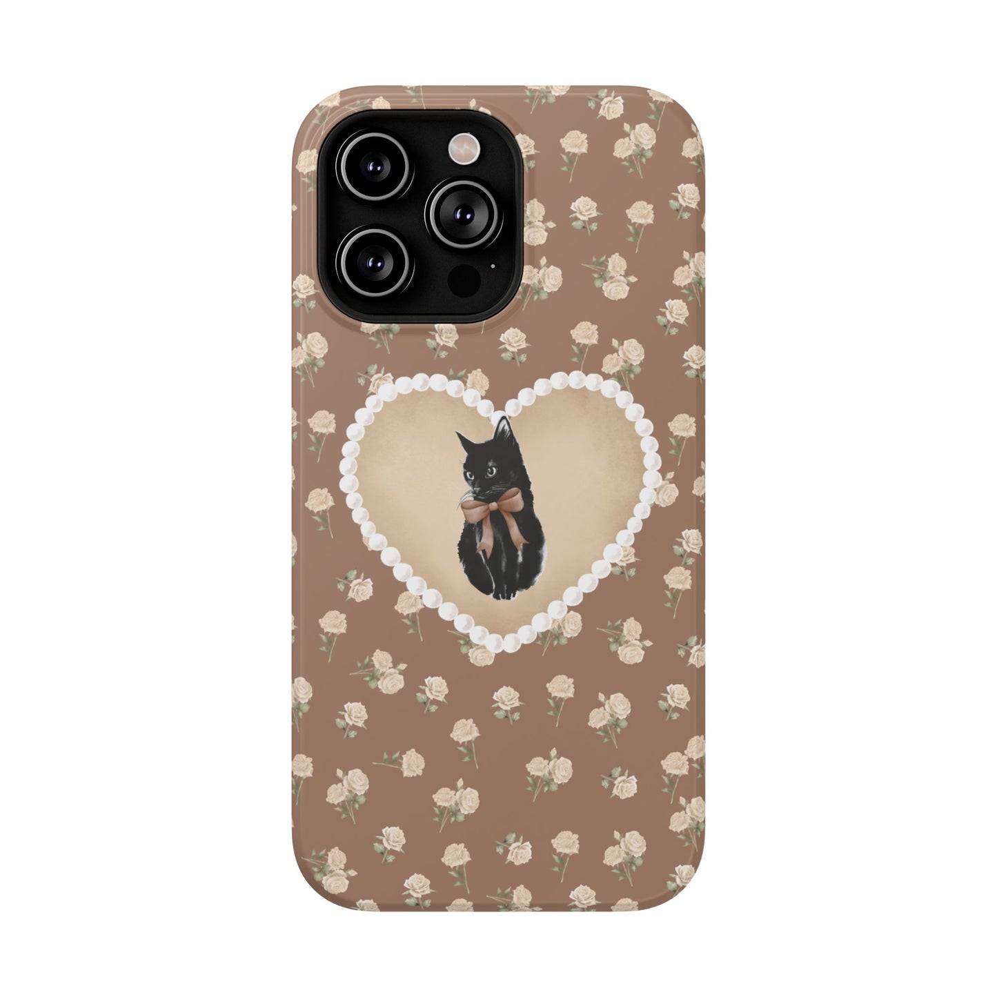 Brown Féline Roses iPhone Case