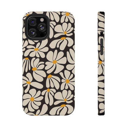 Black Retro Flowers iPhone Case