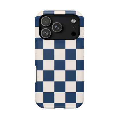 Navy & Beige Checkered iPhone Case