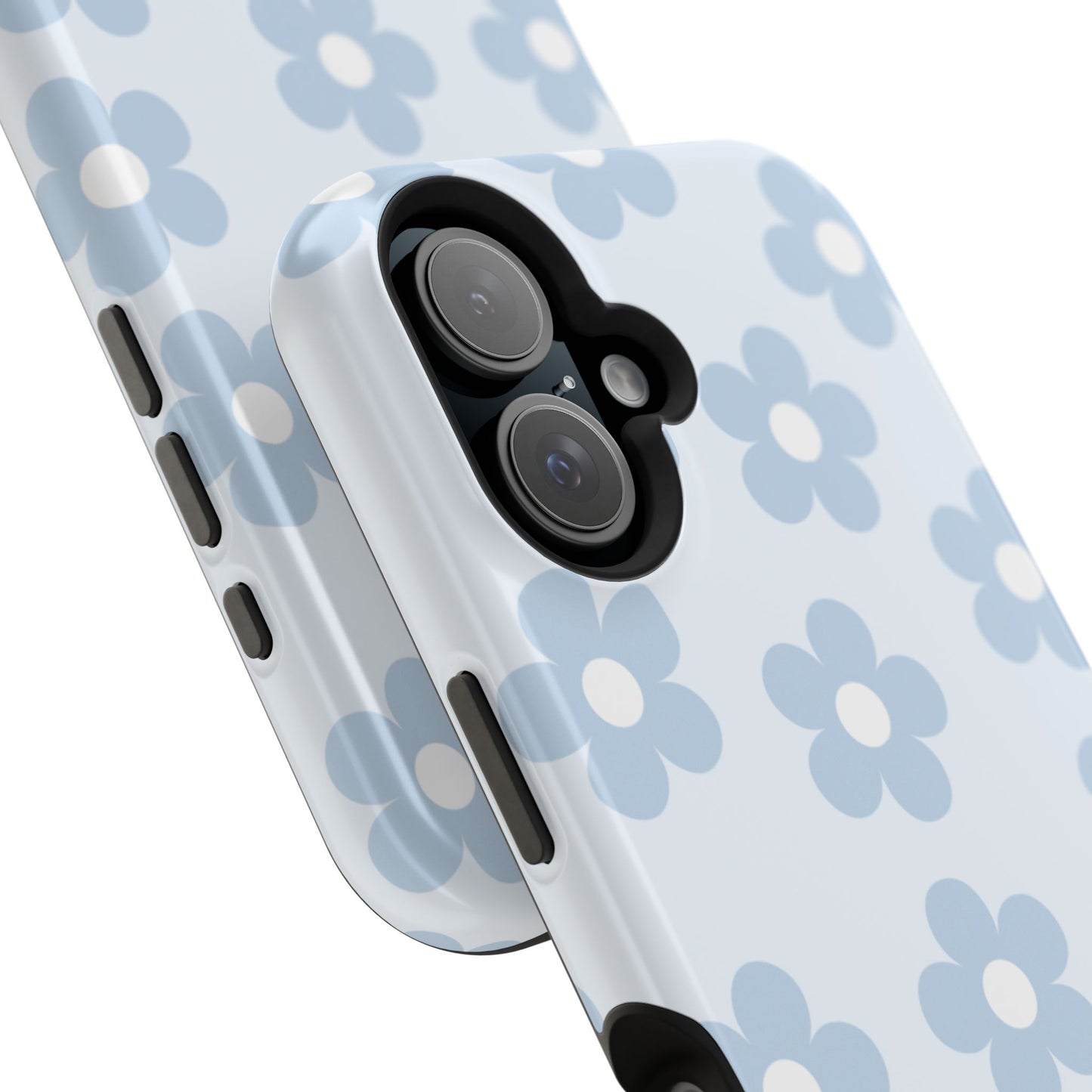 Light Blue Retro Flowers iPhone Case
