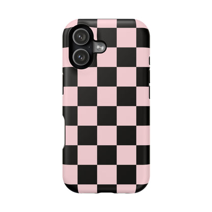 Pink & Black Checkered iPhone Case