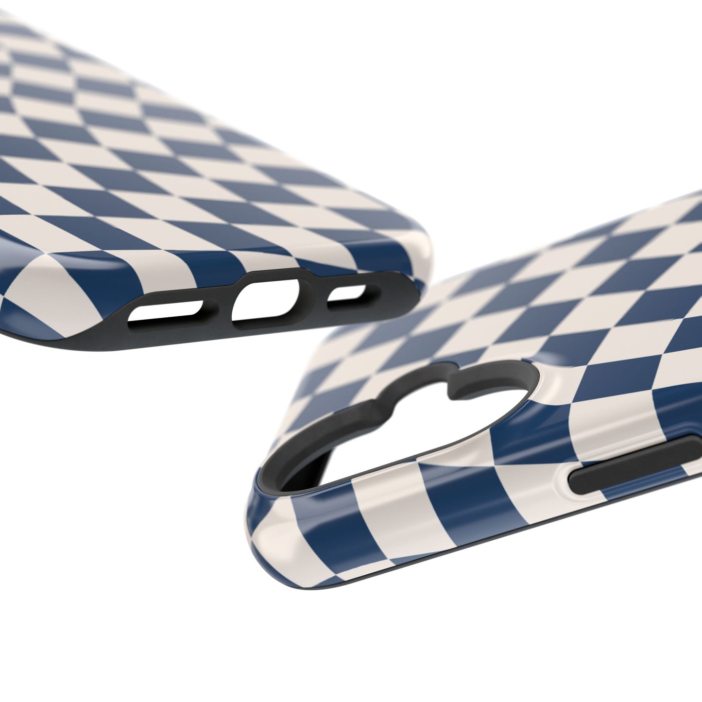 Navy & Beige Wavy Checkered iPhone Case