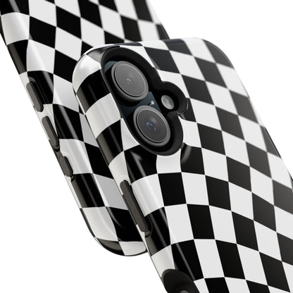 Black Wavy Checkered iPhone Case