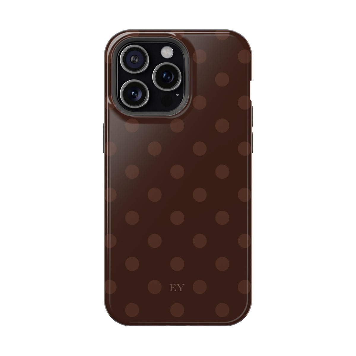 Custom Initials Mocha Polka Dots iPhone Case