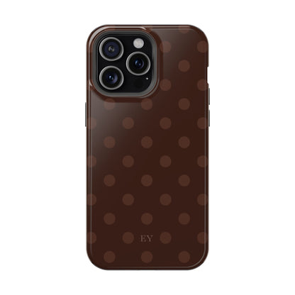 Custom Initials Mocha Polka Dots iPhone Case