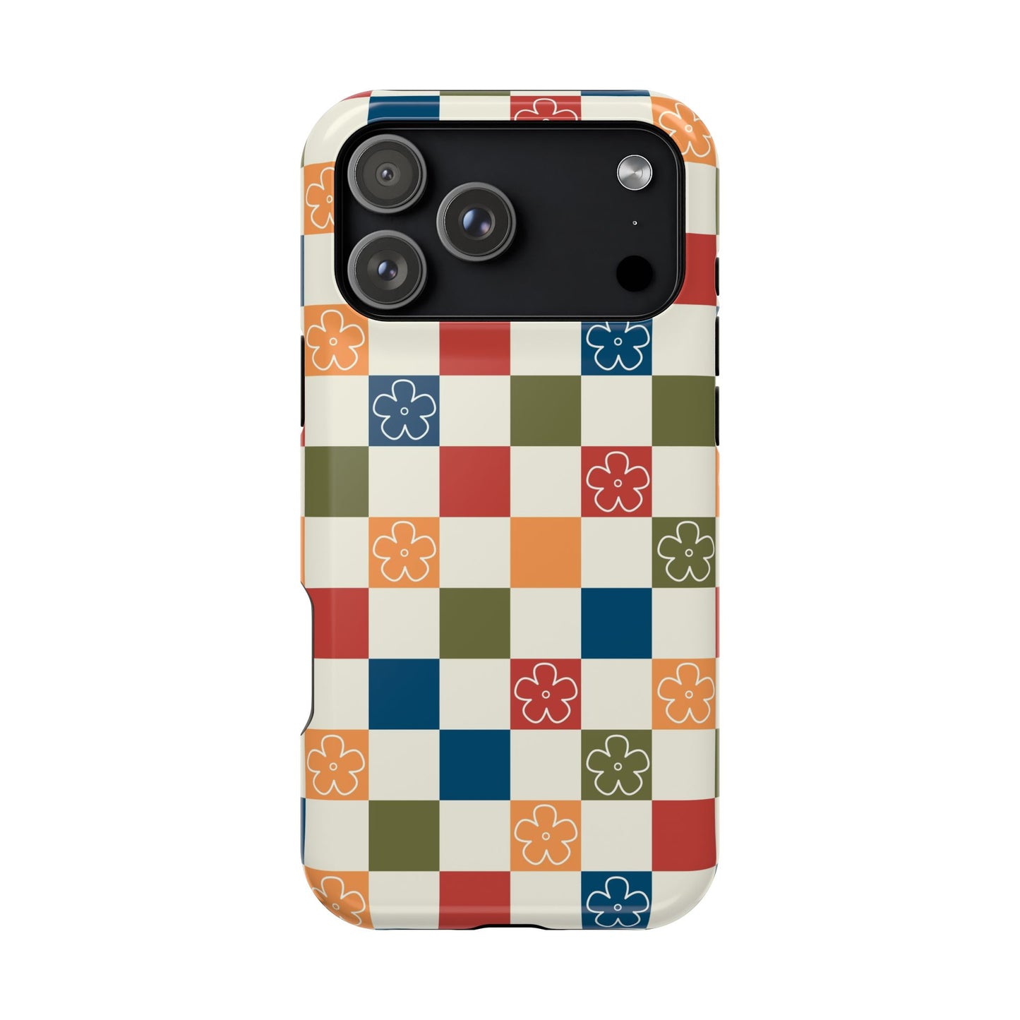 Vintage Flowers Checkered iPhone Case
