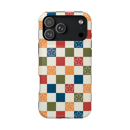 Vintage Flowers Checkered iPhone Case