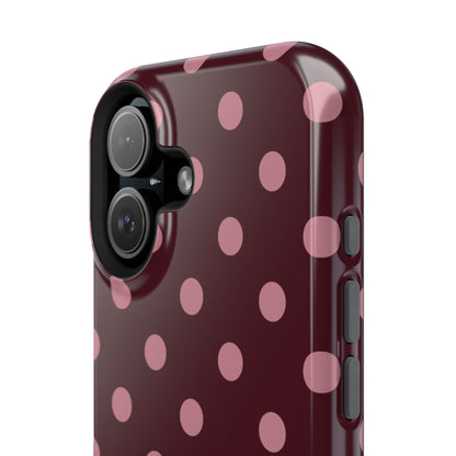 Burgundy & Pink Polka Dots iPhone Case