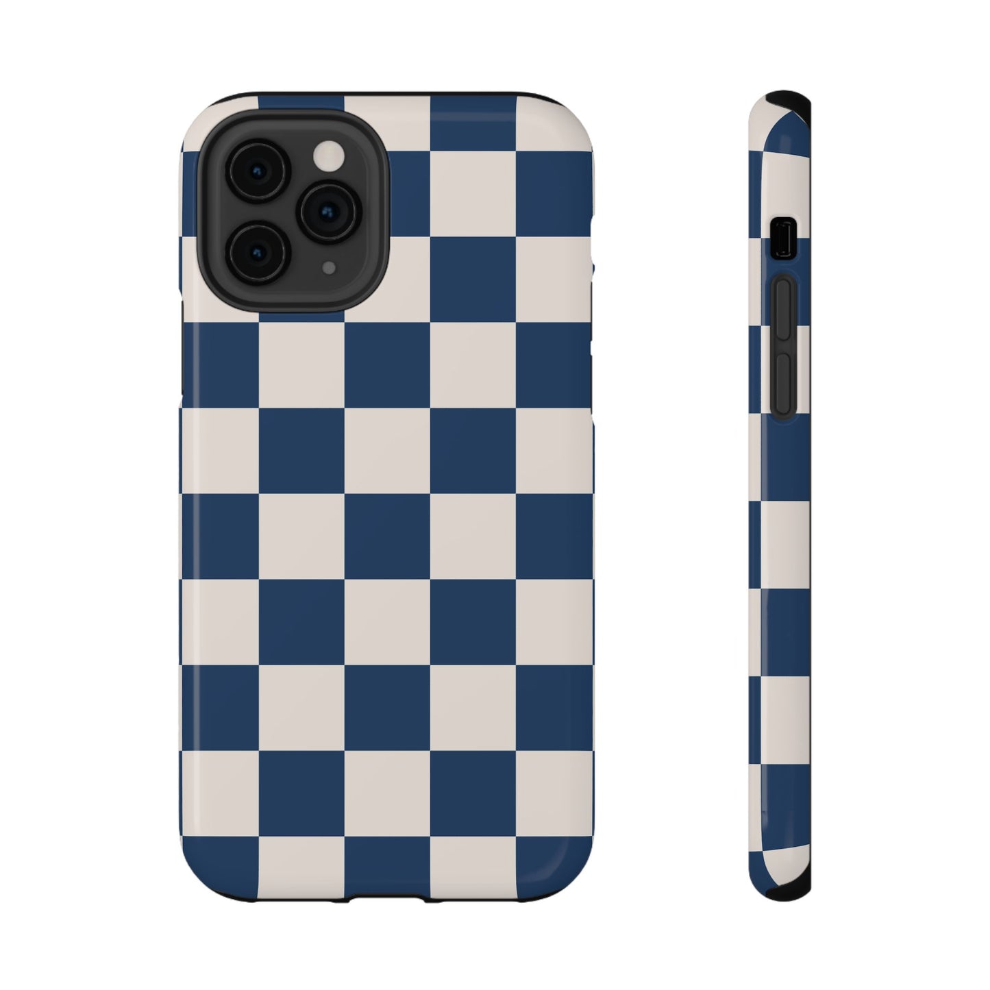 Navy & Beige Checkered iPhone Case