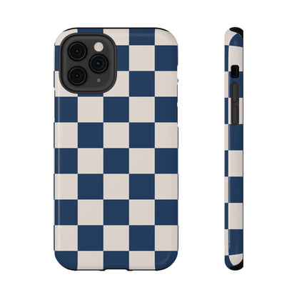 Navy & Beige Checkered iPhone Case