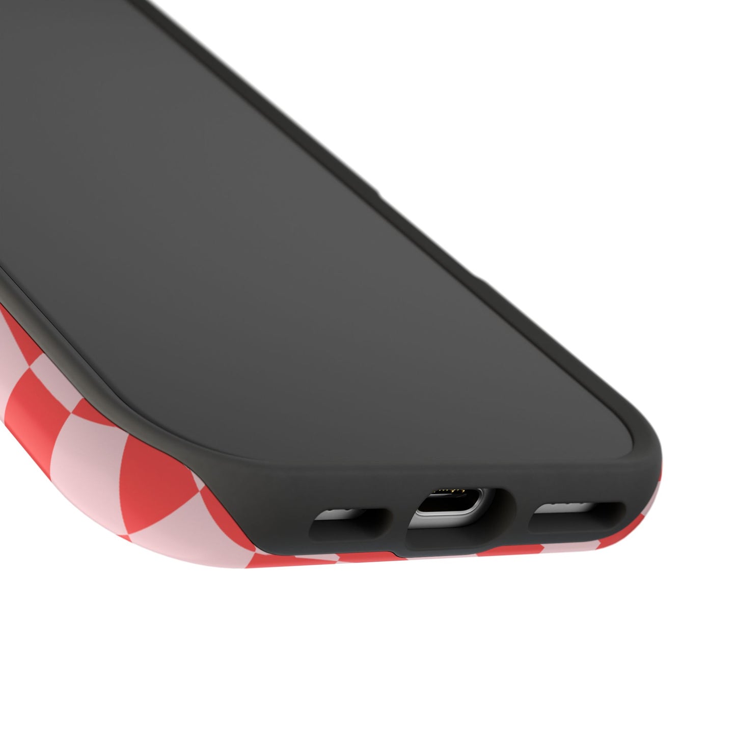 Red & Pink Wavy Checkered iPhone Case