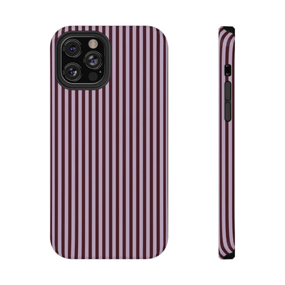 Burgundy & Violet Pinstripes iPhone Case