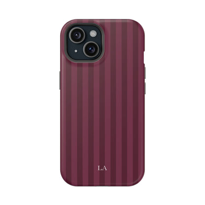 Custom Initials Plum Stripes iPhone Case