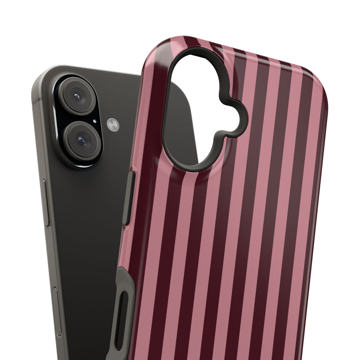 Burgundy & Pink Stripes iPhone Case