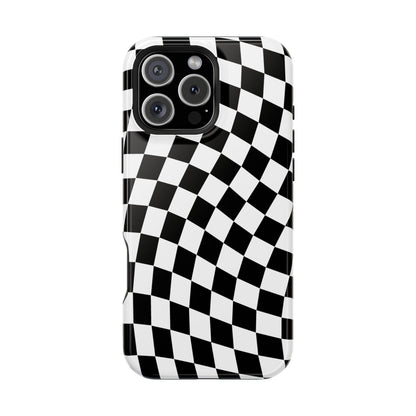 Black Wavy Checkered iPhone Case
