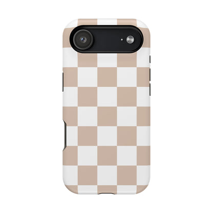 Beige & White Checkered iPhone Case