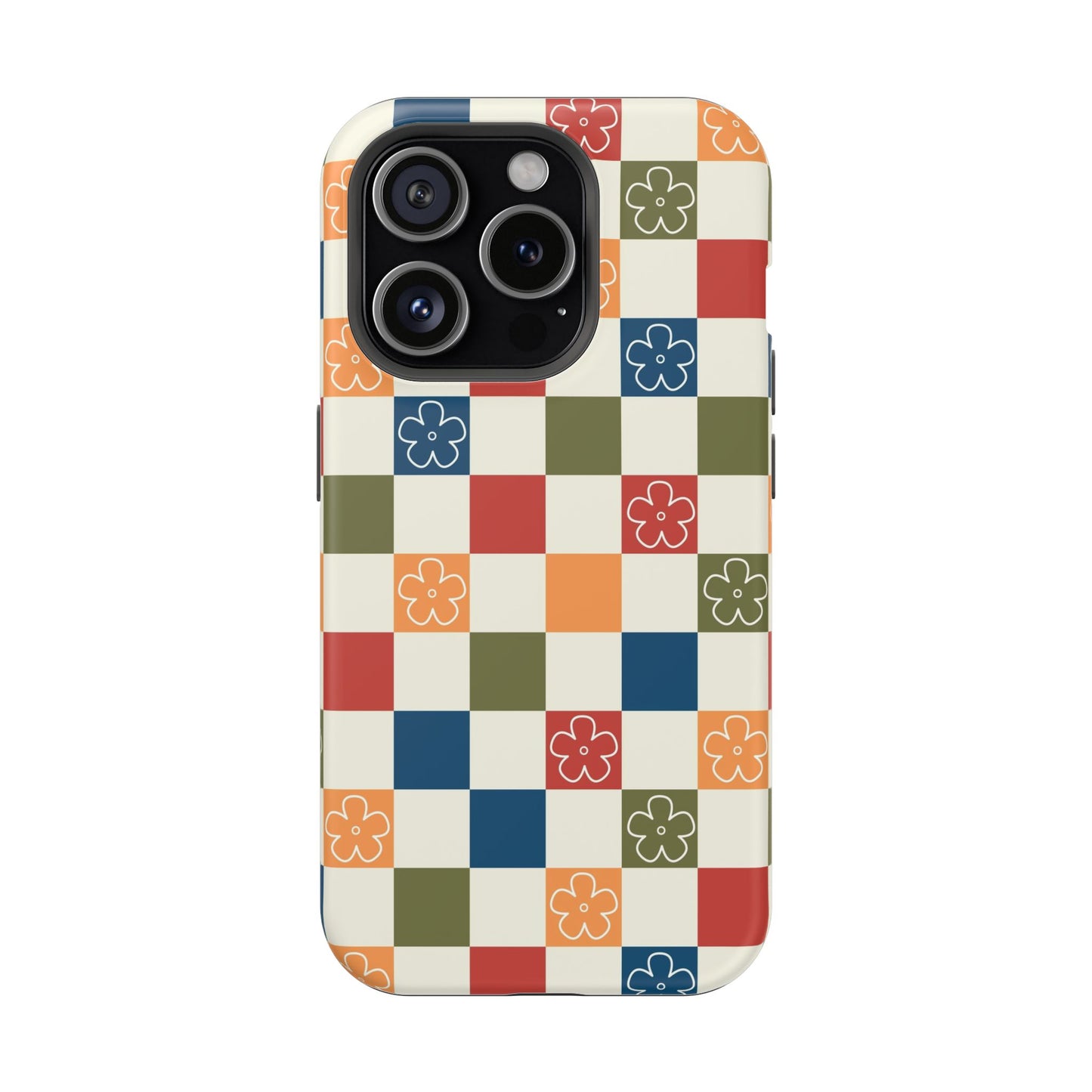 Vintage Flowers Checkered iPhone Case
