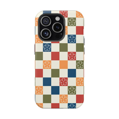 Vintage Flowers Checkered iPhone Case