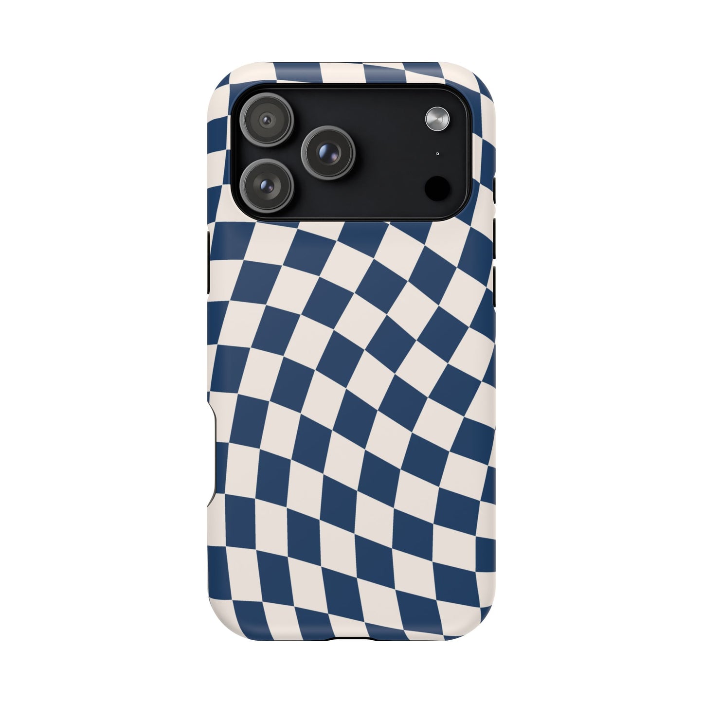 Navy & Beige Wavy Checkered iPhone Case