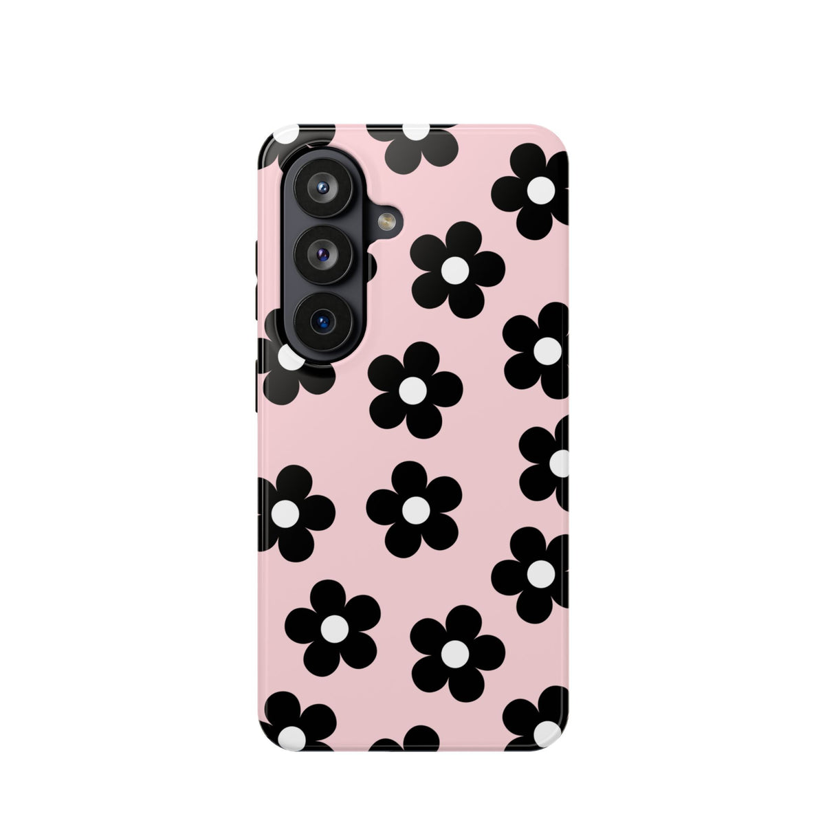 Pink & Black Retro Flowers Samsung Case