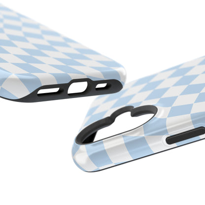 Blue Wavy Checkered iPhone Case