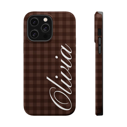 Custom Brown Gingham iPhone Case
