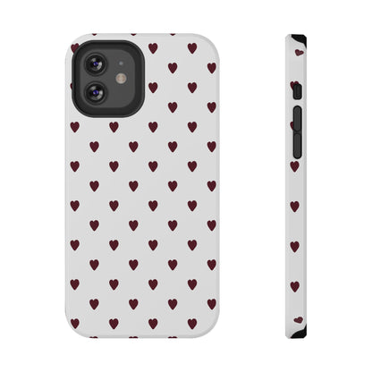 Burgundy Little Hearts iPhone Case