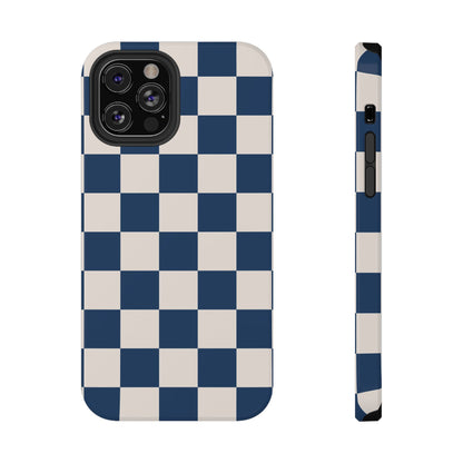 Navy & Beige Checkered iPhone Case