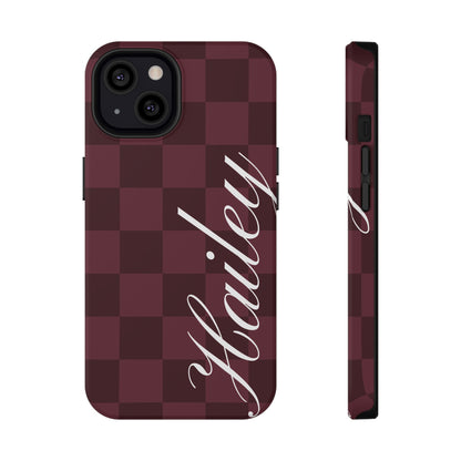 Custom Burgundy Checkered iPhone Case