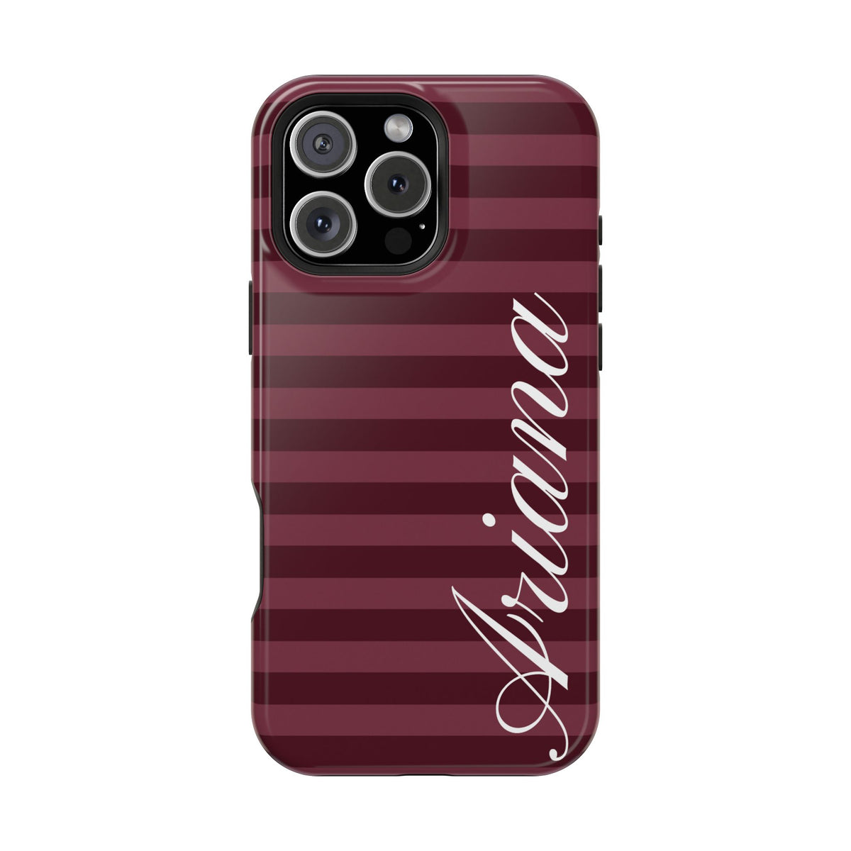 Custom Burgundy Classic Striped iPhone Case