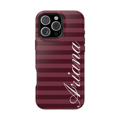 Custom Burgundy Classic Striped iPhone Case