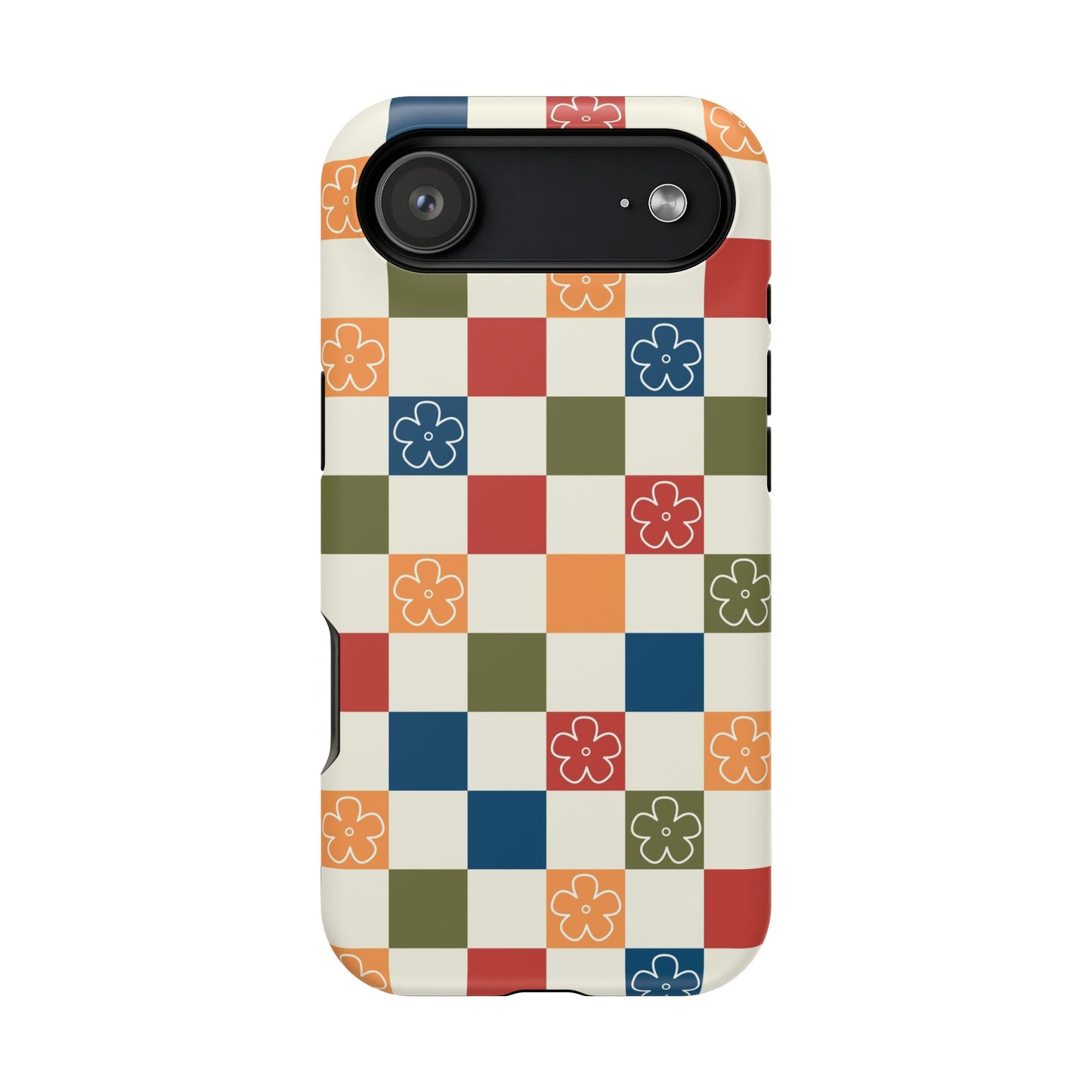 Vintage Flowers Checkered iPhone Case