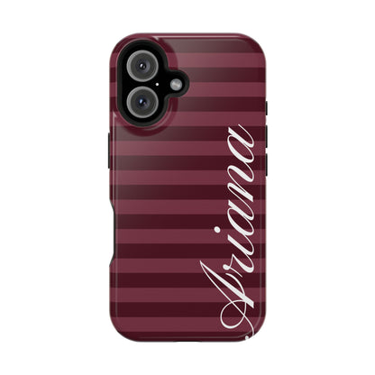Custom Burgundy Classic Striped iPhone Case