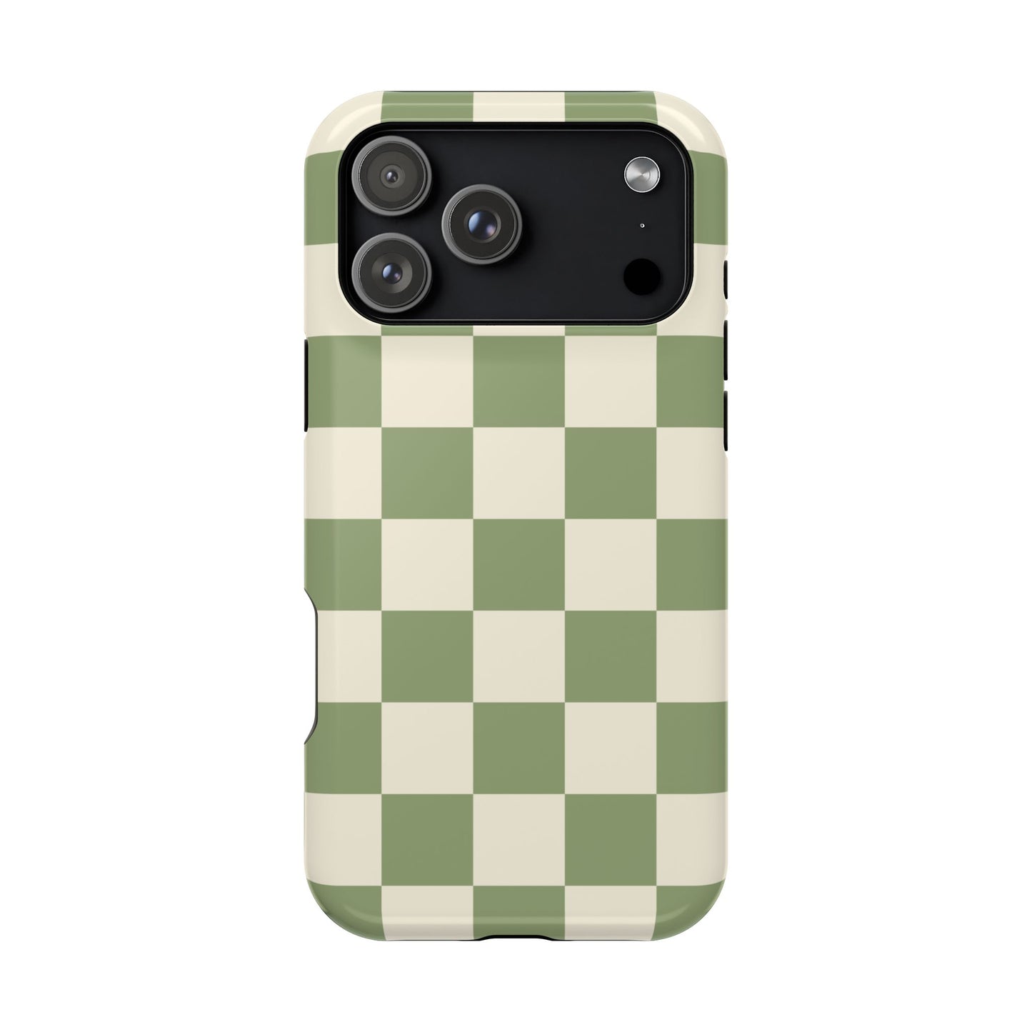 Green & Beige Checkered iPhone Case